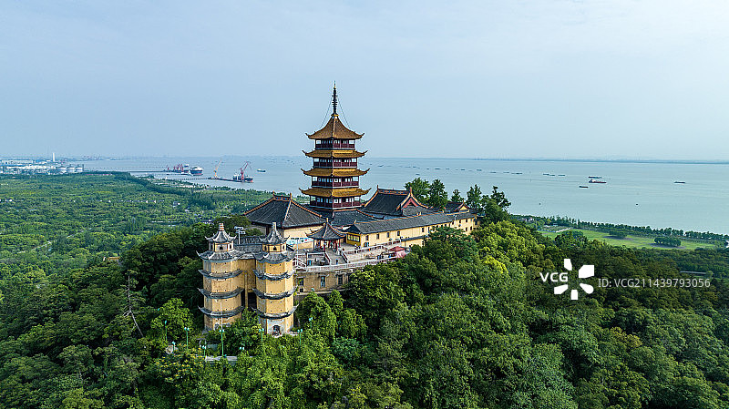 航拍江苏省南通市狼山风景区风景图片素材