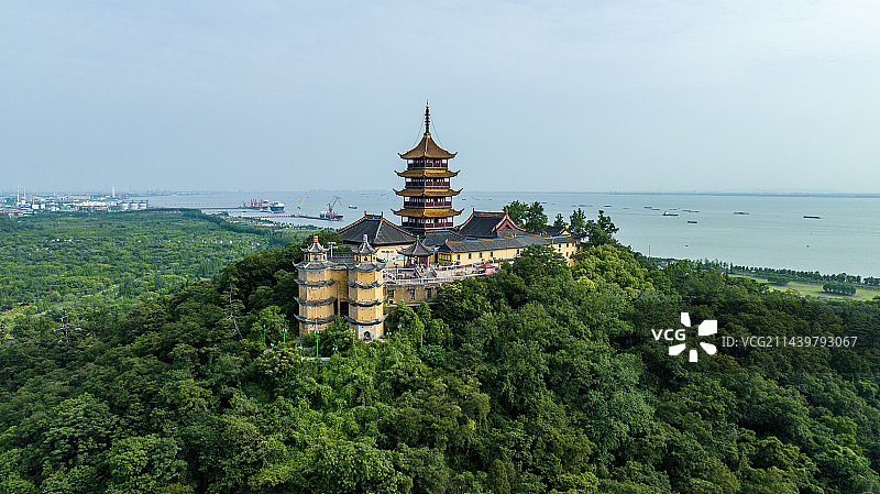 航拍江苏省南通市狼山风景区风景图片素材