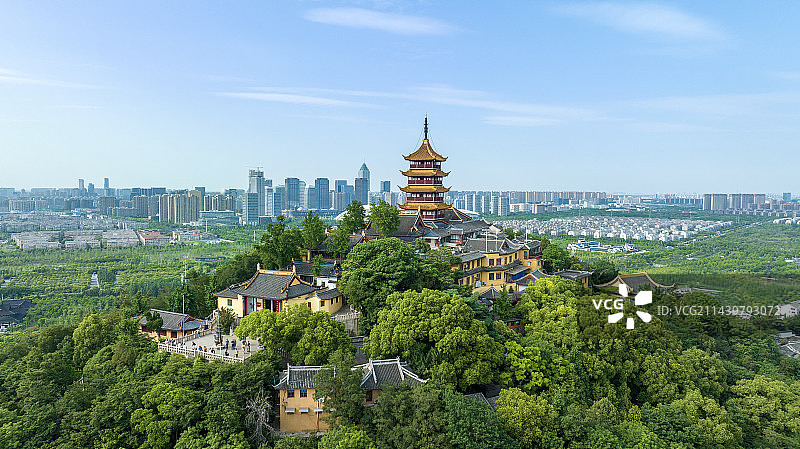 航拍江苏省南通市狼山风景区风景图片素材