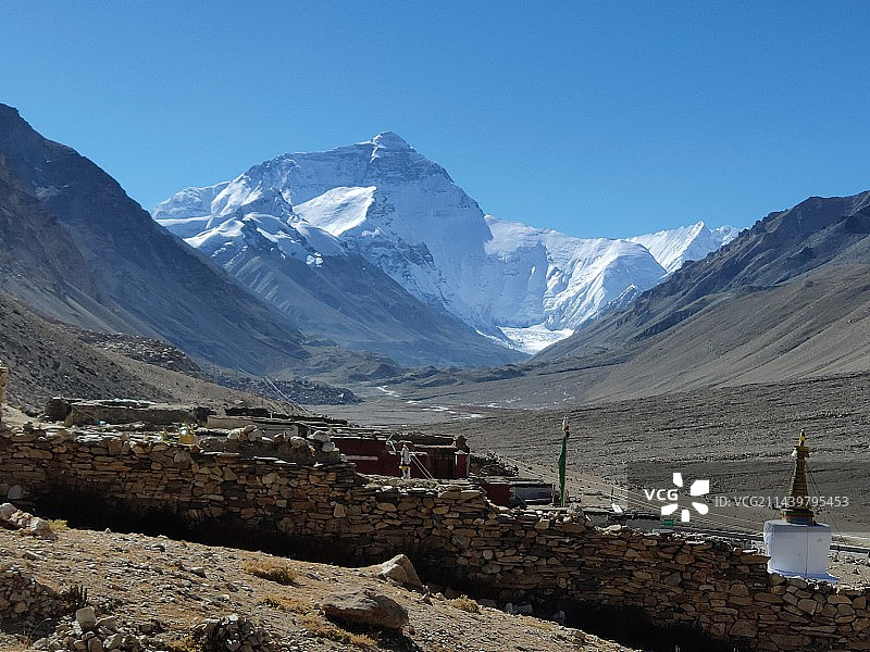 绒布寺近看珠穆朗玛峰图片素材