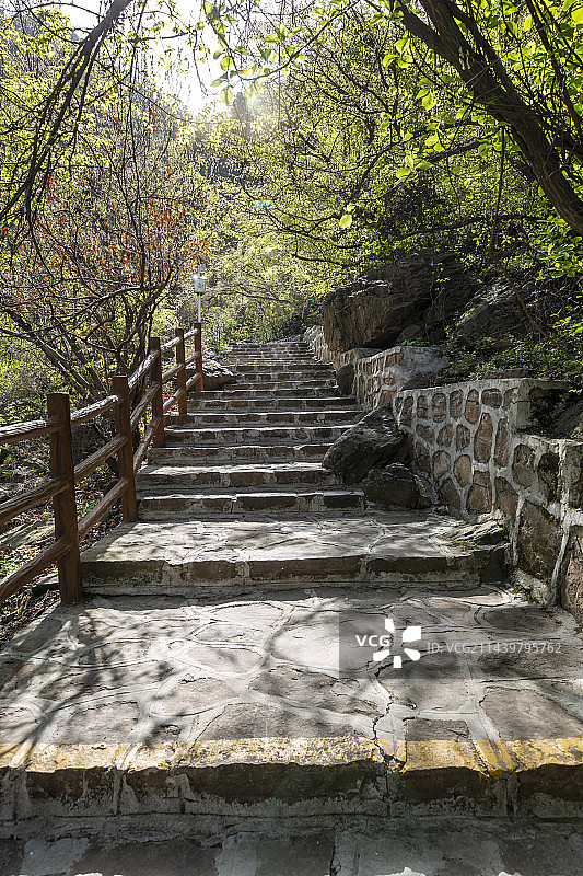 河南省三门峡市渑池县仰韶仙门山旅游景区：栈道图片素材