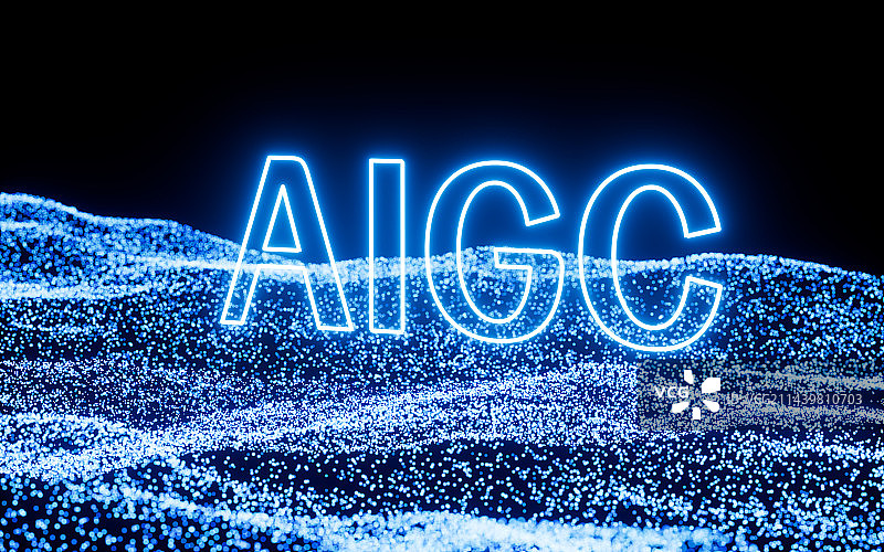 AIGC概念与抽象发光的粒子背景3D渲染图片素材