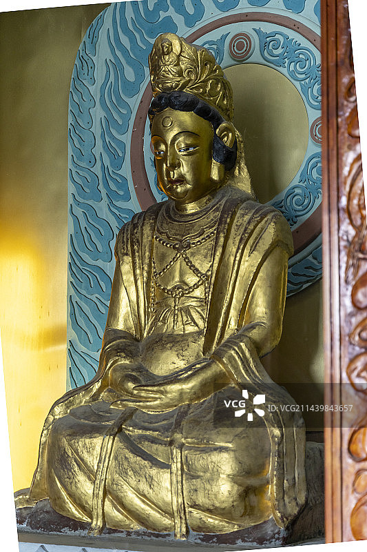 四川省广元市皇泽寺二圣殿：武后真容石刻像（唐）图片素材