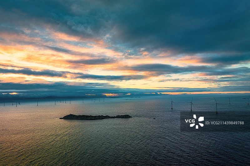 平潭岛 日落 戏剧性天空图片素材