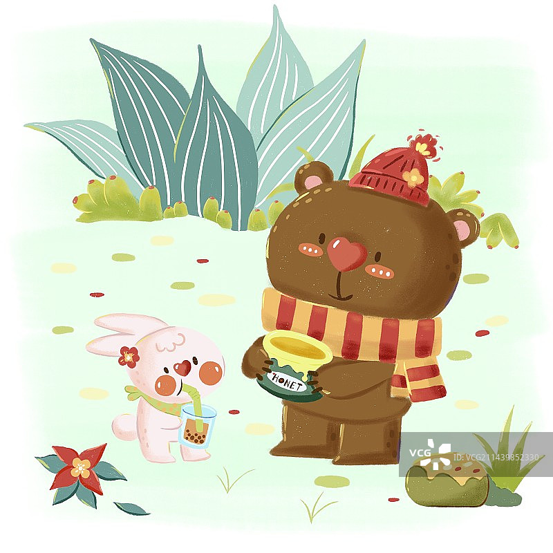 熊和兔子的偶遇图片素材