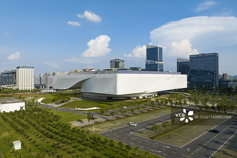 武汉市洪山区光谷高新大道湖北省科学技术馆航拍全景图片素材