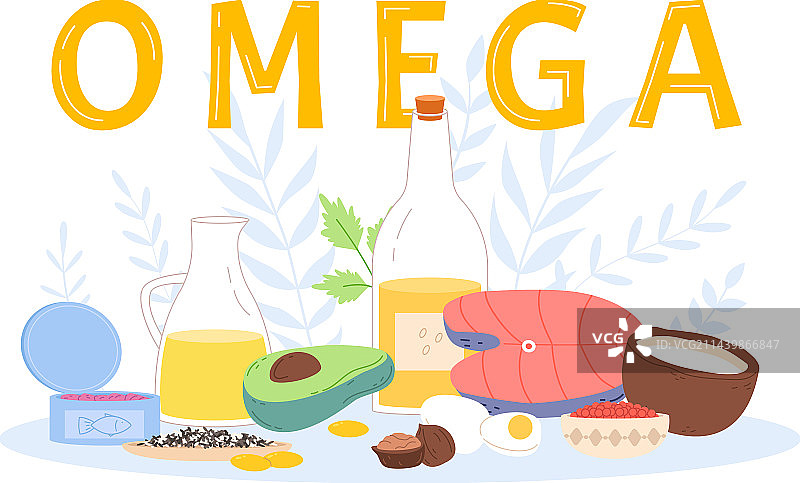 欧米茄食品成分维生素概念原料图片素材