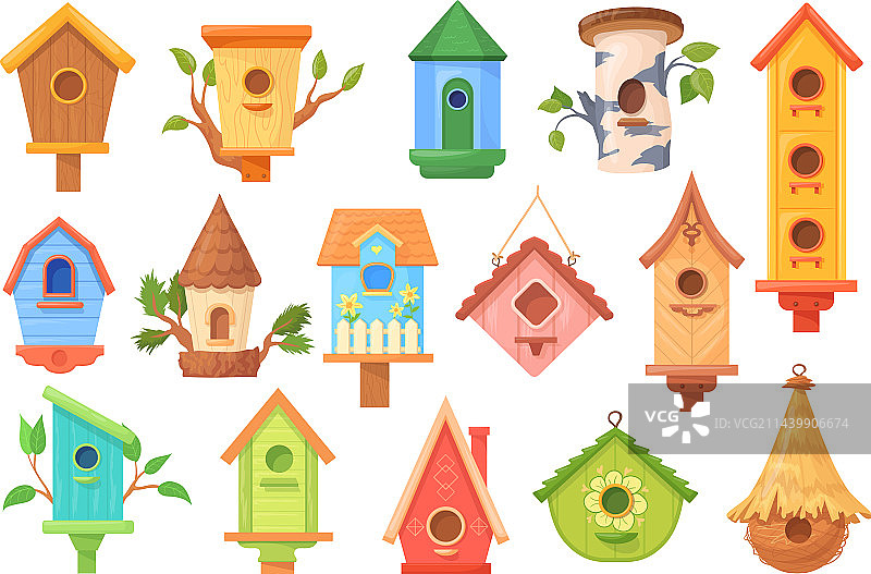 手工制作的鸟舍，带喂食器图片素材