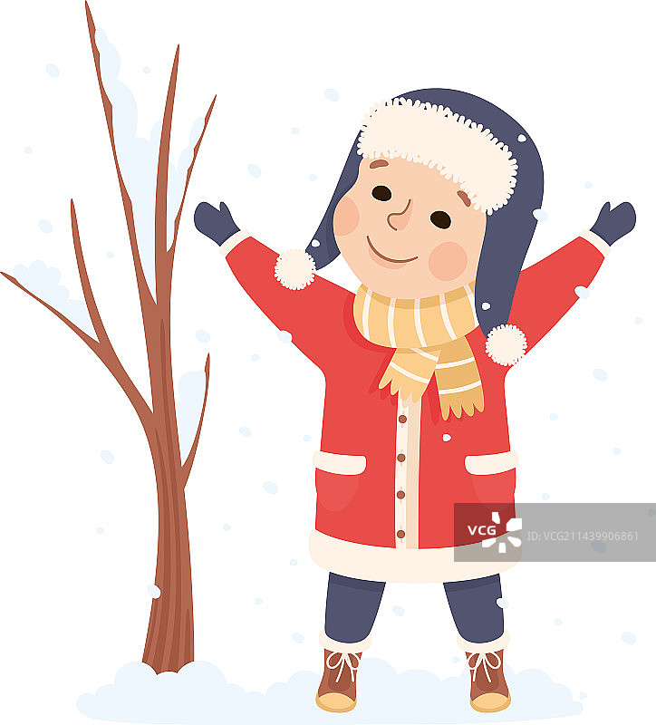 在冬季户外玩耍的快乐儿童图片素材