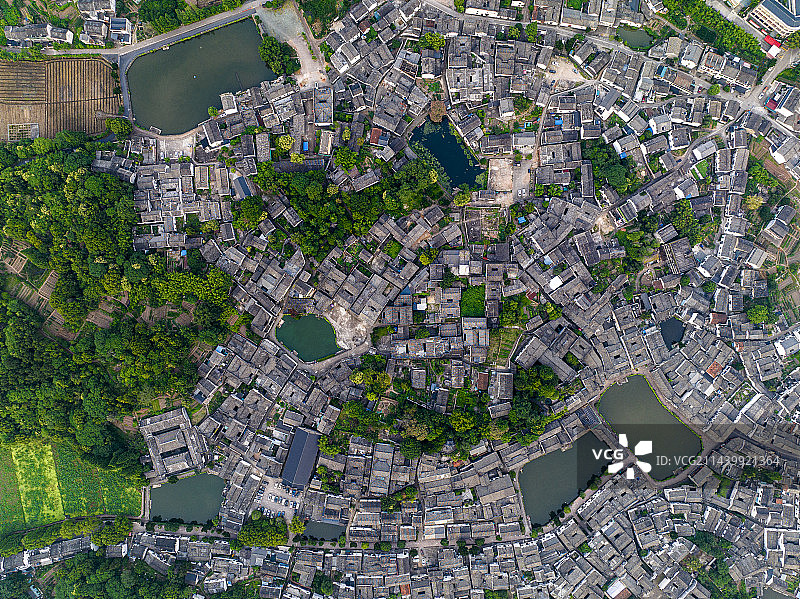 航拍浙江省金华市兰溪市诸葛八卦村图片素材