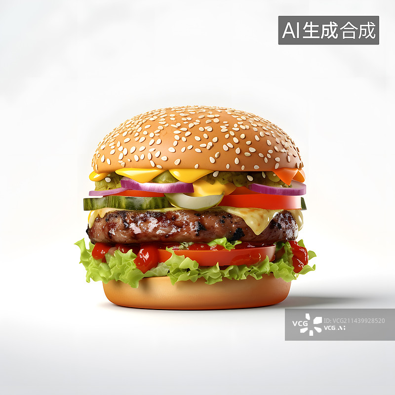 【AI数字艺术】AIGC:芝士肉汉堡 3D图片素材