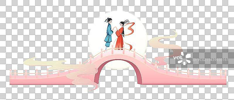 七夕情人节牛郎织女鹊桥相会图片素材
