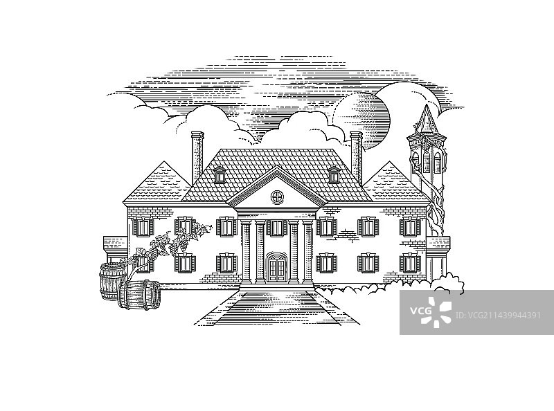 酒庄 酒 葡萄酒 版画图片素材