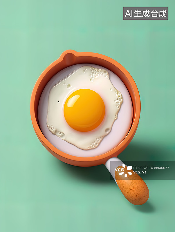 【AI数字艺术】3D立体煎蛋图图片素材
