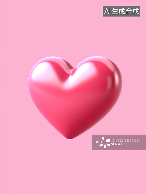 【AI数字艺术】3D立体粉色心型图图片素材