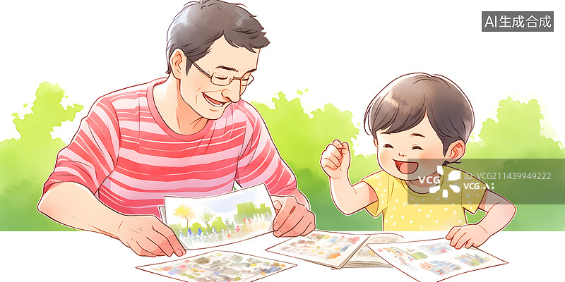 【AI数字艺术】AIGC:父亲和女儿 节日 父亲节 插画图片素材