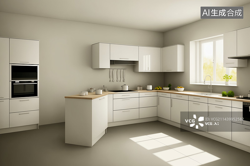 【AI数字艺术】简约厨房空间图片素材
