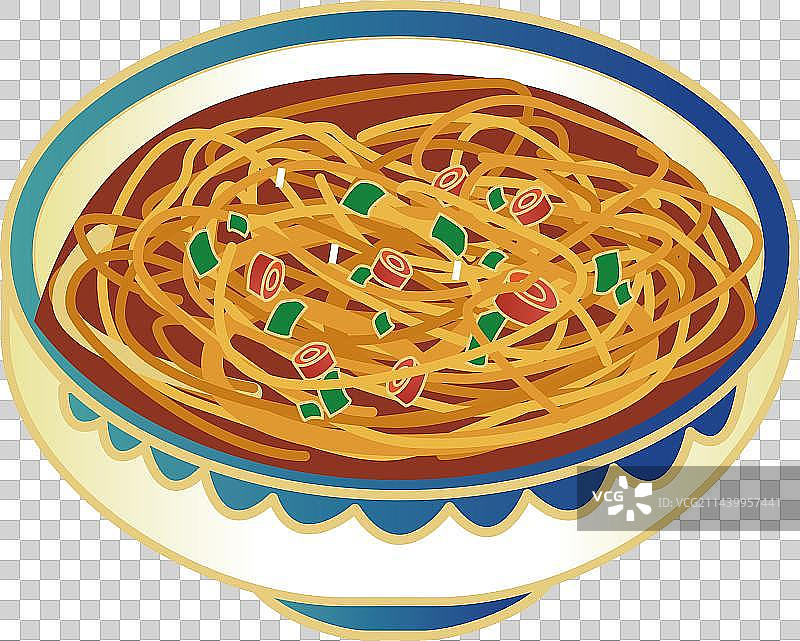 城市美食-武汉特色美食热干面矢量插画图片素材