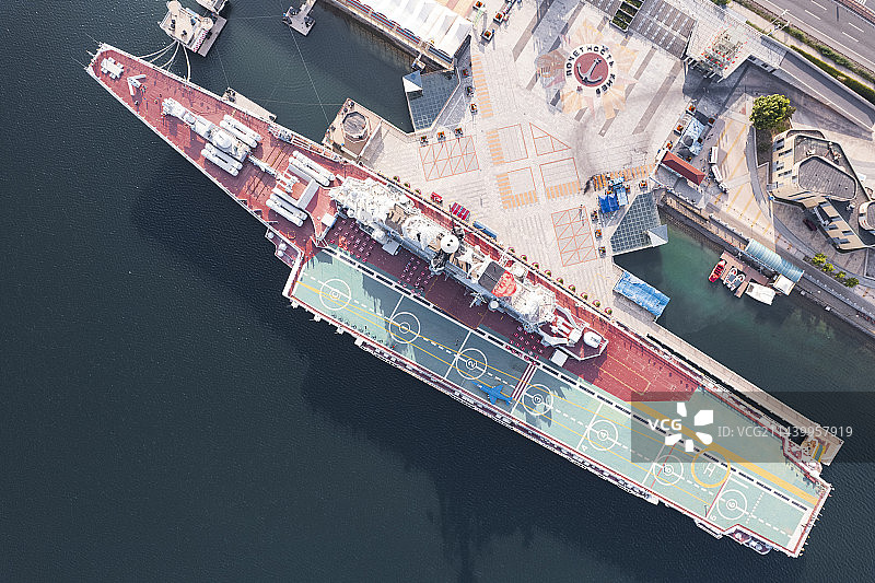 天津滨海新区泰达航母主题公园自然风光航拍图片素材