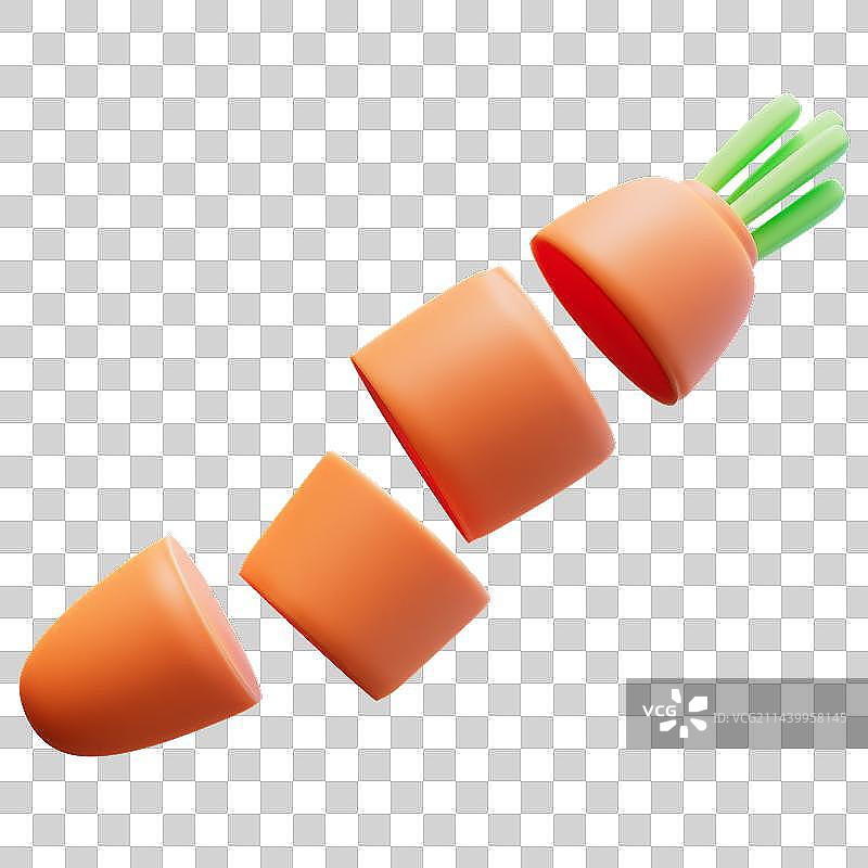 3D切开的胡萝卜图片素材