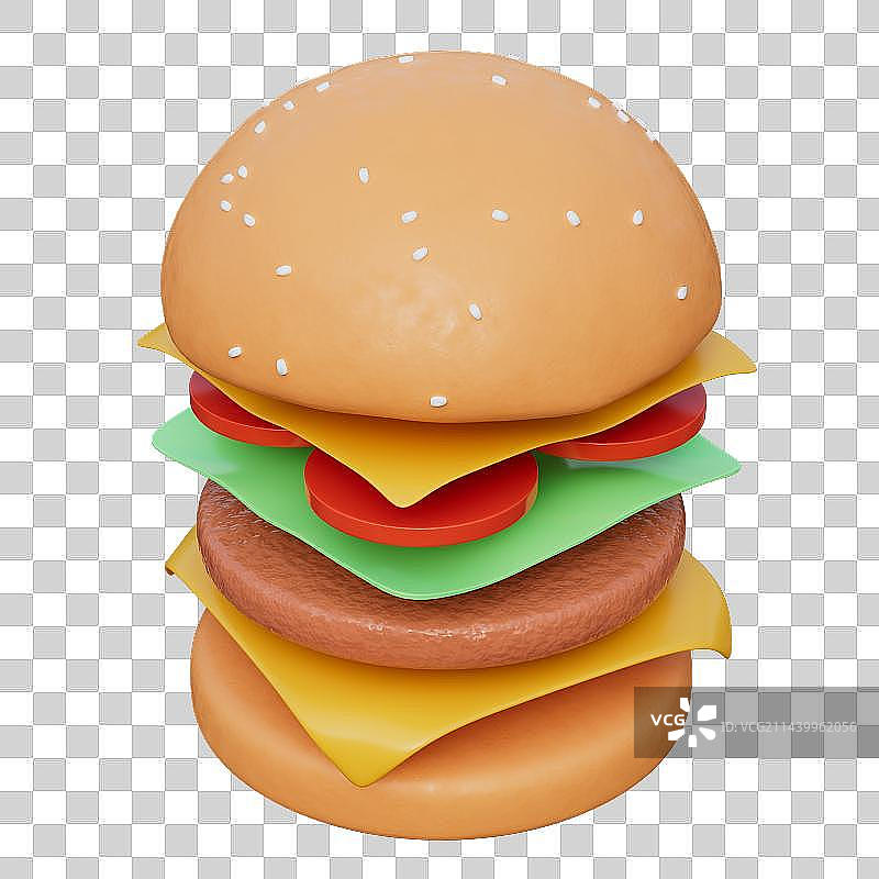 充满逼真细节分层分开的3d美味汉堡图片素材
