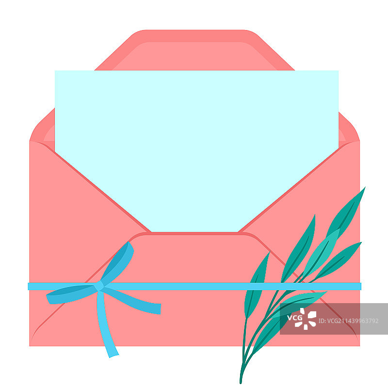 带装饰的浪漫字母IN信封模板图片素材