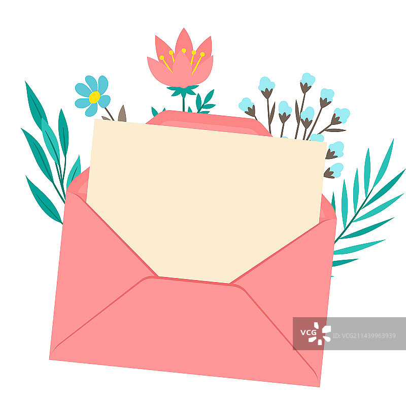 字母IN信封鲜花浪漫模板图片素材
