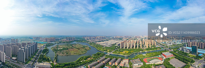 航拍荒岛 郑州高新区双湖科技城湖心岛 等待开发建设 天德湖图片素材