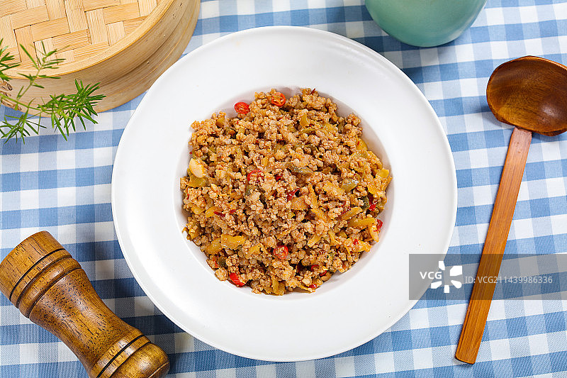 美味家常菜小炒榨菜肉沫图片素材