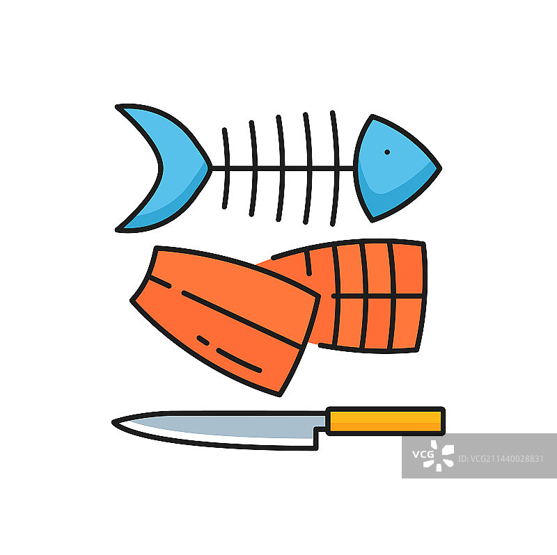 渔业鱼片加工线图标图片素材