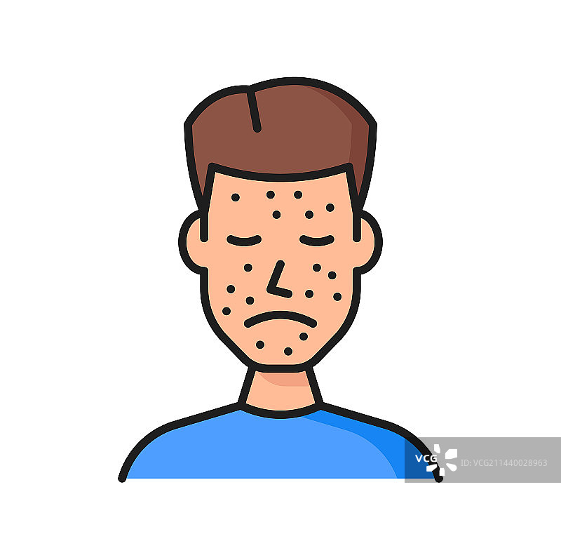 过敏性痤疮或荨麻疹彩色轮廓图标图片素材