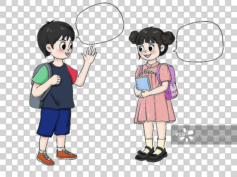在对话的男孩和女孩图片素材