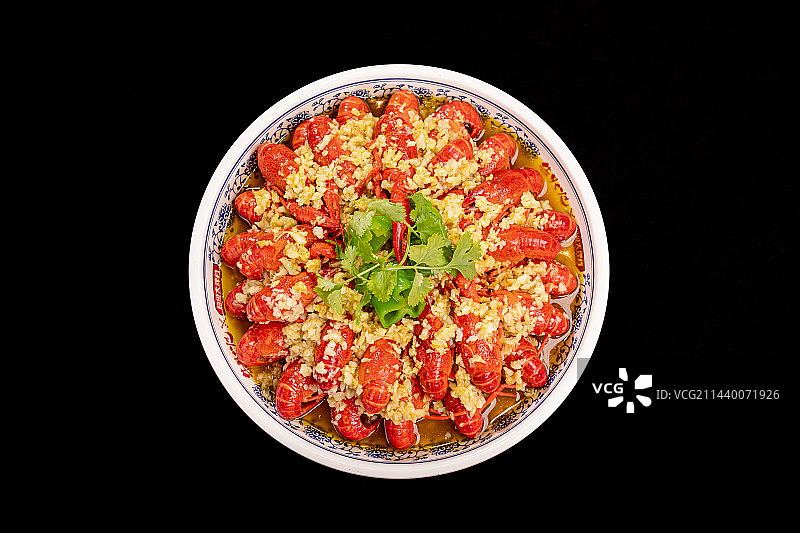 黑色背景 蒜香小龙虾 金汤蒜蓉小龙虾图片素材