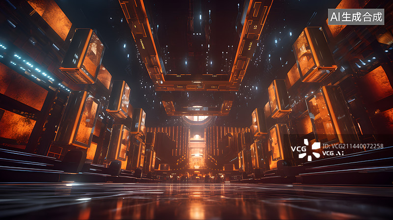 【AI数字艺术】未来3D赛博朋克游戏科技科幻视觉KV美宣背景图片素材