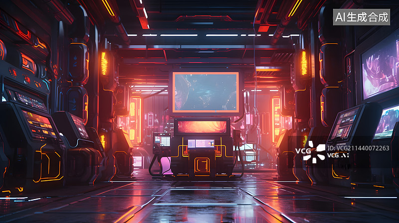 【AI数字艺术】未来3D赛博朋克游戏科技科幻视觉KV美宣背景图片素材