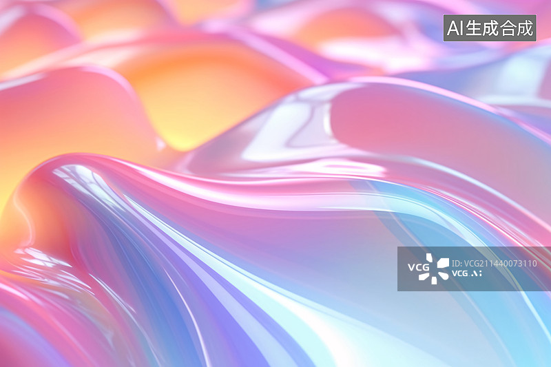 【AI数字艺术】液态流体渐变酸性风金属箔镭射背景，全息背景，暖色布料镭射背景图片素材