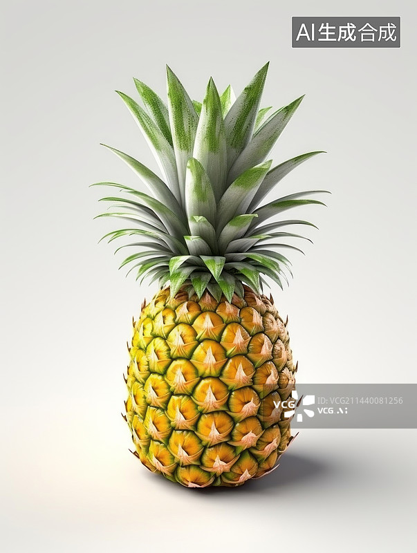 【AI数字艺术】三维渲染菠萝白色背景图片素材