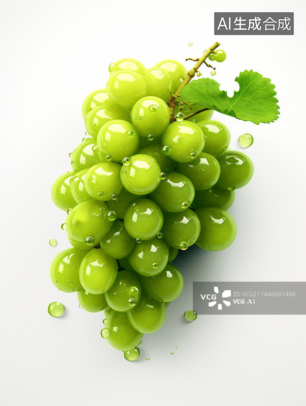 【AI数字艺术】三维渲染的葡萄白色背景图片素材