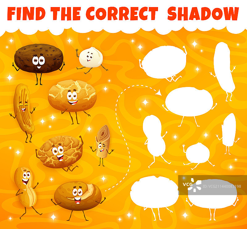 找出面包店面包角色的正确阴影图片素材