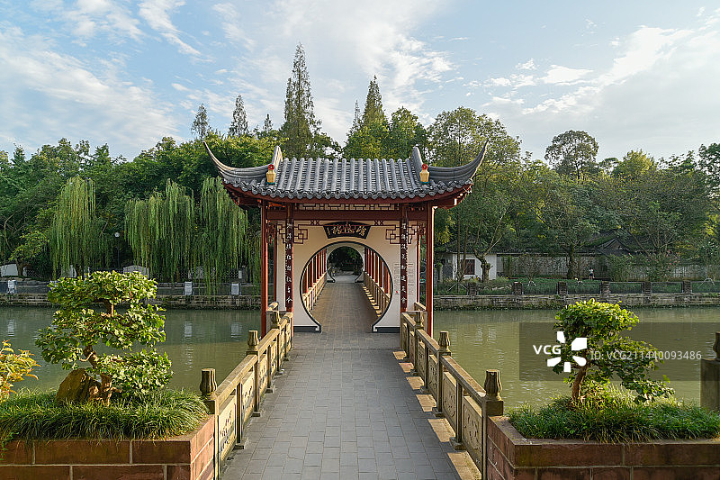 成都浣花溪公园沧浪桥图片素材