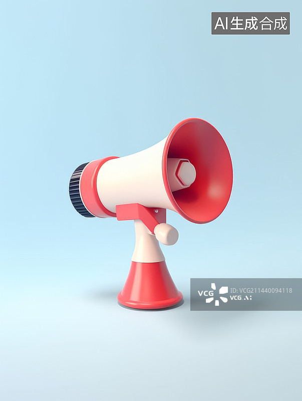 【AI数字艺术】3D三维渲染小喇叭扩音器模型儿童玩具图片素材