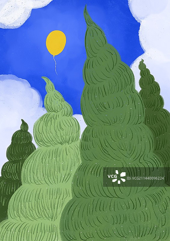 插画：夏天的树林图片素材