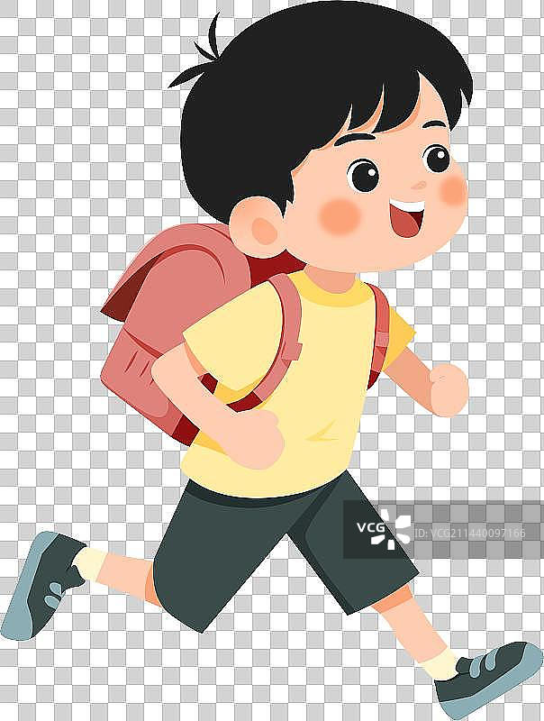 小学生跑步卡通男孩图片素材