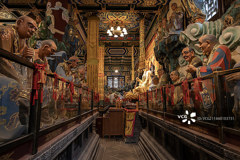 重庆罗汉寺：罗汉堂里五百余尊造型各异的罗汉塑像图片素材