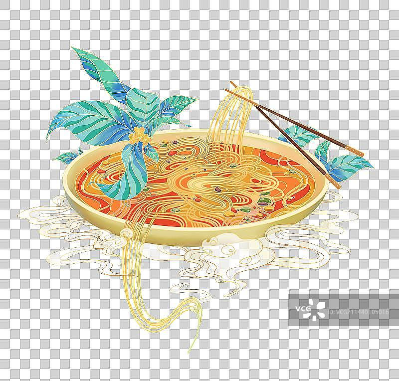 西安臊子面国潮风透明素材图片素材