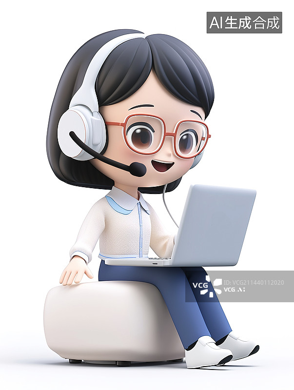 【AI数字艺术】客服人员3d插画图片素材