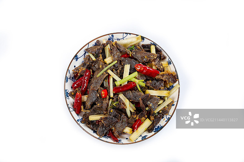 特色农家菜小炒芹菜腊牛肉干巴图片素材