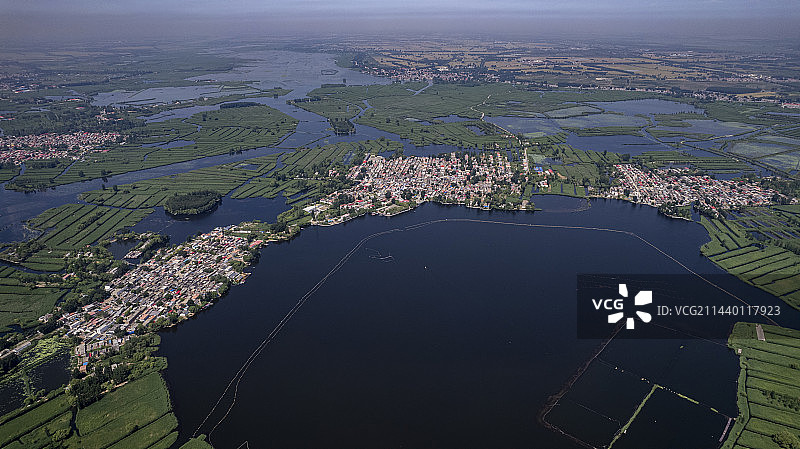 航拍雄安新区安新县白洋淀水乡村三田庄图片素材