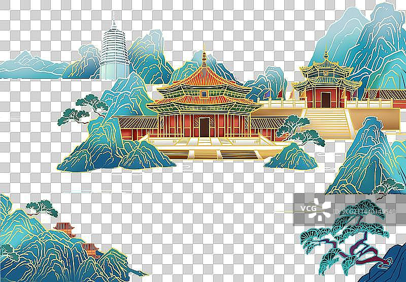 中国建筑国潮插画图片素材