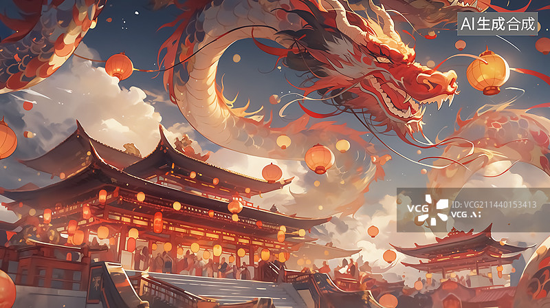 【AI数字艺术】龙年节日插画图片素材